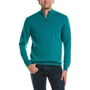 Forte Cashmere Mens  Mock Neck Cashmere 1/4-Zip Sweater